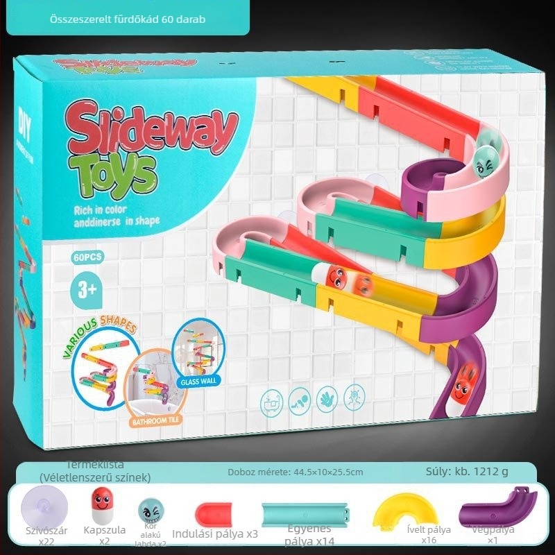 Műanyag fürdőszobai pályás játék DIY golyócsúszdával, 3C tanúsítvány, 4–6 éveseknek