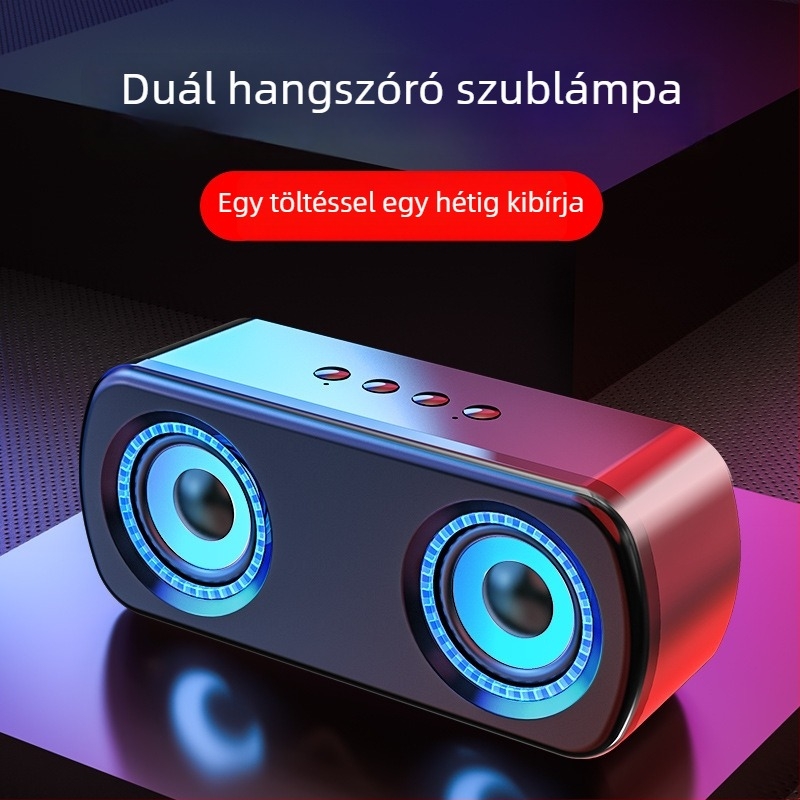 Vezeték nélküli Bluetooth hangszóró dupla hangsugárzóval, Bluetooth 5.0, 40 Hz–20 kHz, 5W, 360° surround hang