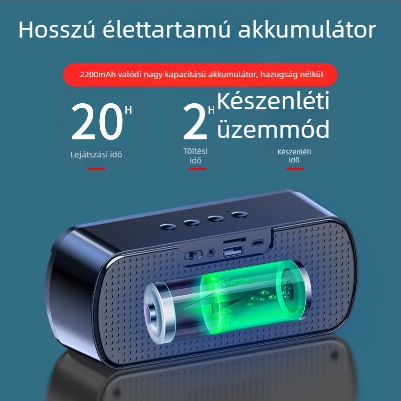 Vezeték nélküli Bluetooth hangszóró dupla hangsugárzóval, Bluetooth 5.0, 40 Hz–20 kHz, 5W, 360° surround hang