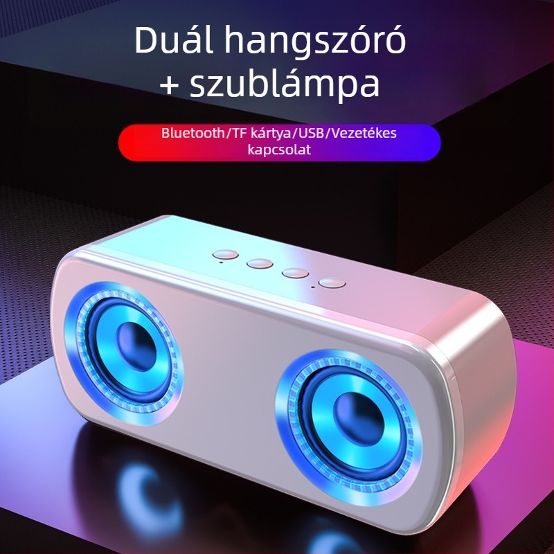 Vezeték nélküli Bluetooth hangszóró dupla hangsugárzóval, Bluetooth 5.0, 40 Hz–20 kHz, 5W, 360° surround hang