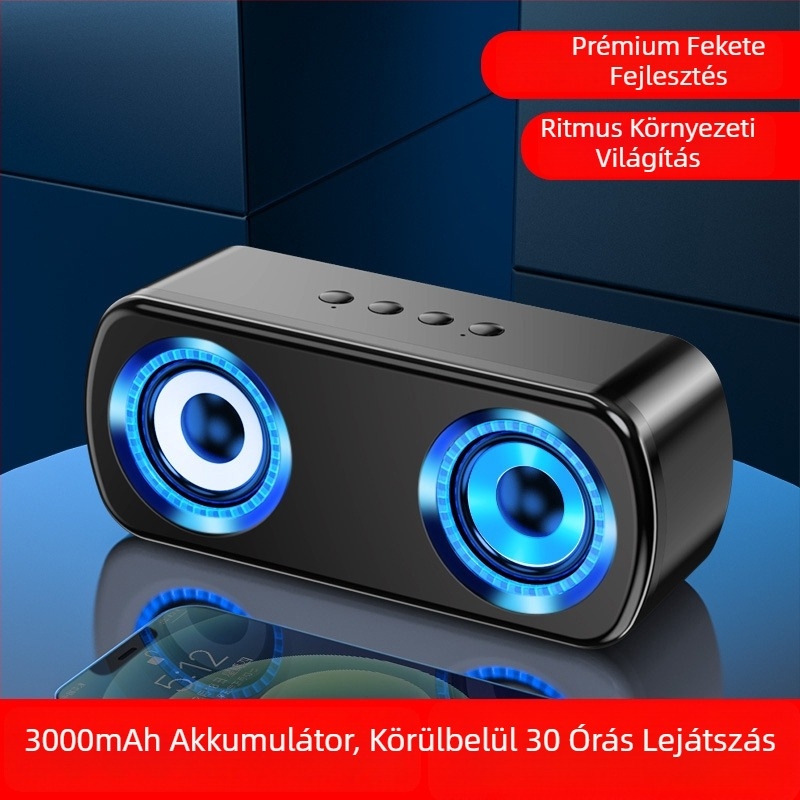 Vezeték nélküli Bluetooth hangszóró dupla hangsugárzóval, Bluetooth 5.0, 40 Hz–20 kHz, 5W, 360° surround hang
