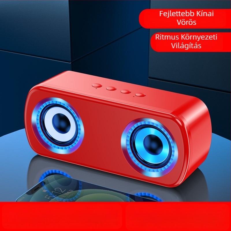 Vezeték nélküli Bluetooth hangszóró dupla hangsugárzóval, Bluetooth 5.0, 40 Hz–20 kHz, 5W, 360° surround hang