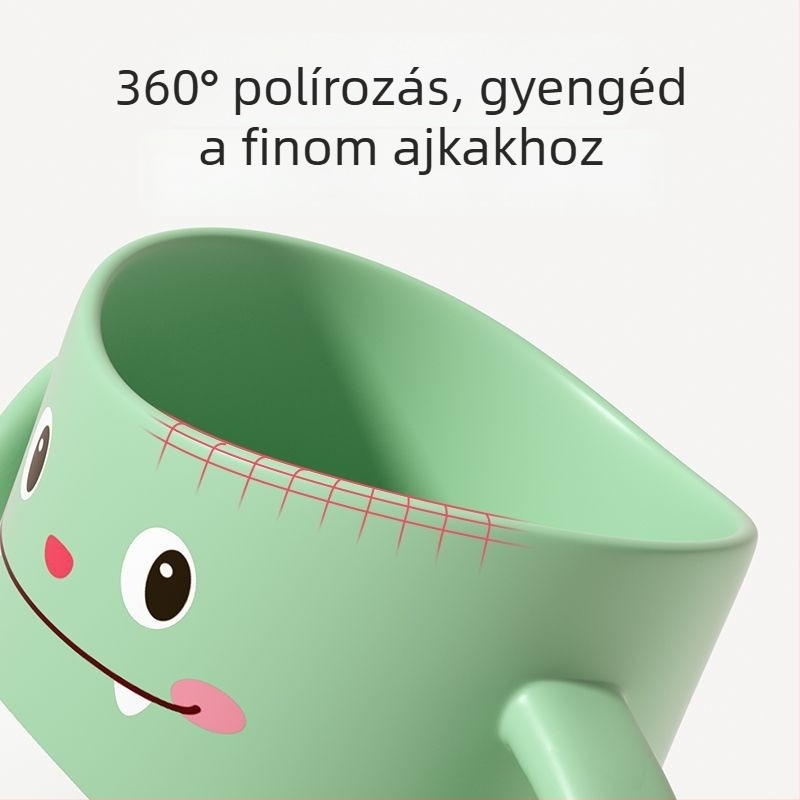 Gyerekeknek készült fogkefés és öblítő pohár dinoszaurusz mintával, műanyagból, rajzfilm dizájn, esésálló