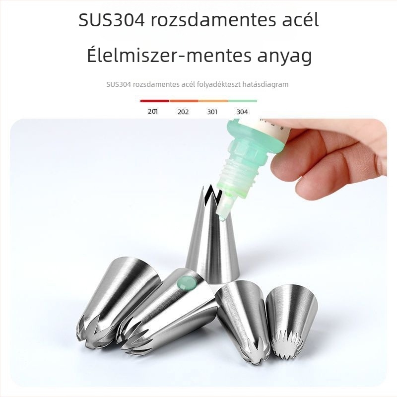Sima, varrás nélküli 304 rozsdamentes acél dekorációs nyomófejek készlet tortákhoz és süteményekhez, élelmiszer-minőségű