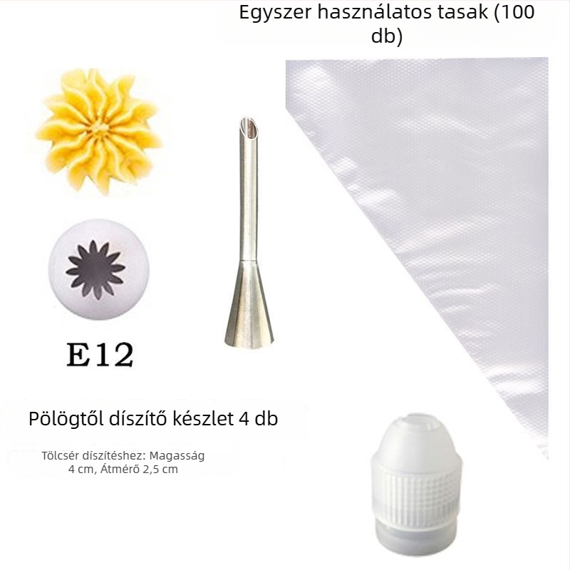 Sima, varrás nélküli 304 rozsdamentes acél dekorációs nyomófejek készlet tortákhoz és süteményekhez, élelmiszer-minőségű