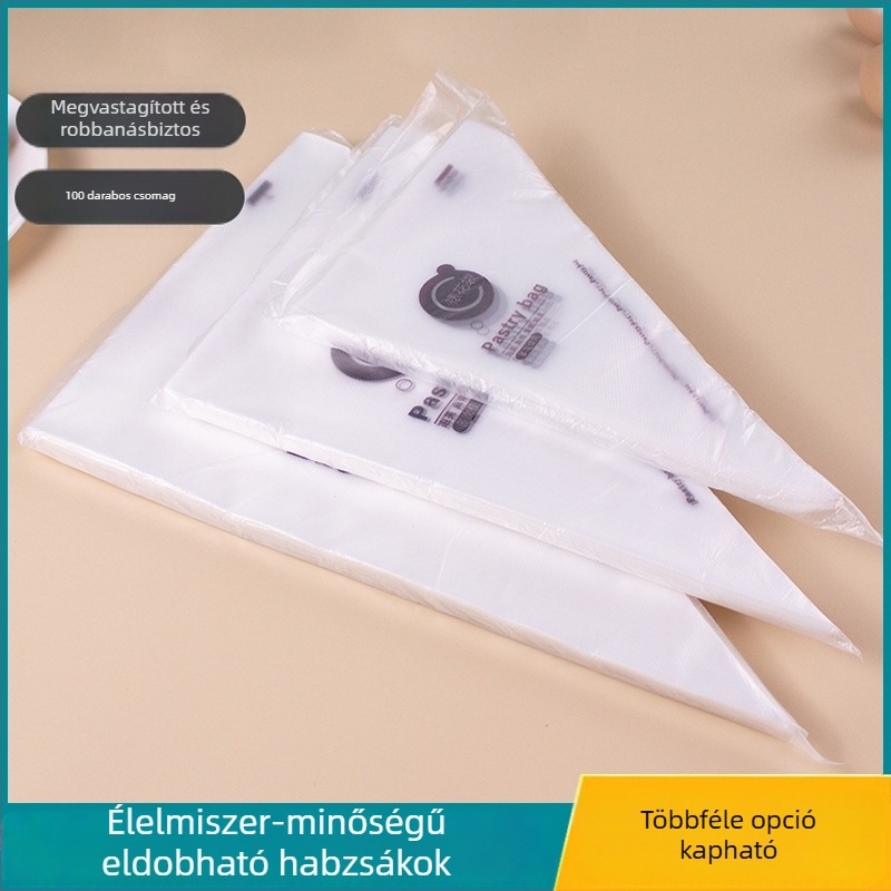 Megvastított, egyszer használatos díszítő tasak, élelmiszer-minőségű PE, nyomtatott, átlátszó krémzsák tortadíszítéshez