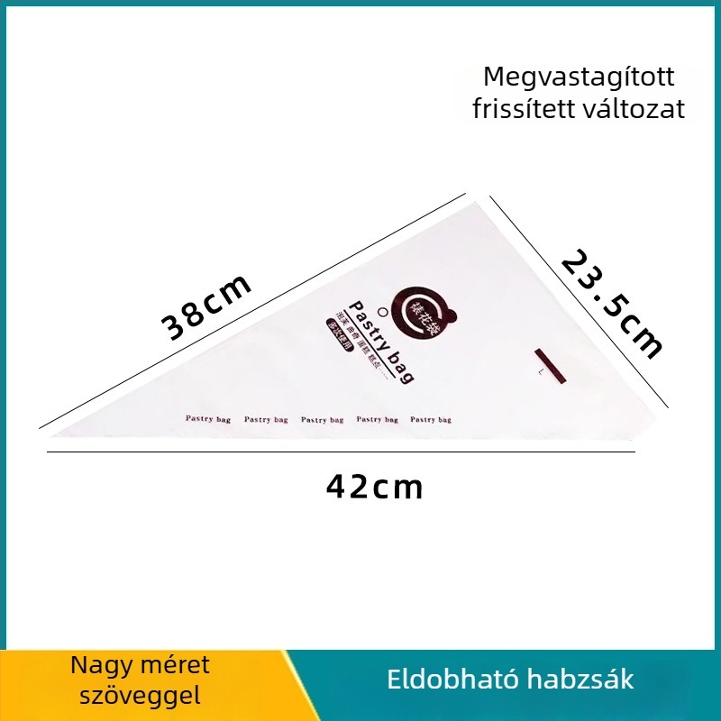 Megvastított, egyszer használatos díszítő tasak, élelmiszer-minőségű PE, nyomtatott, átlátszó krémzsák tortadíszítéshez