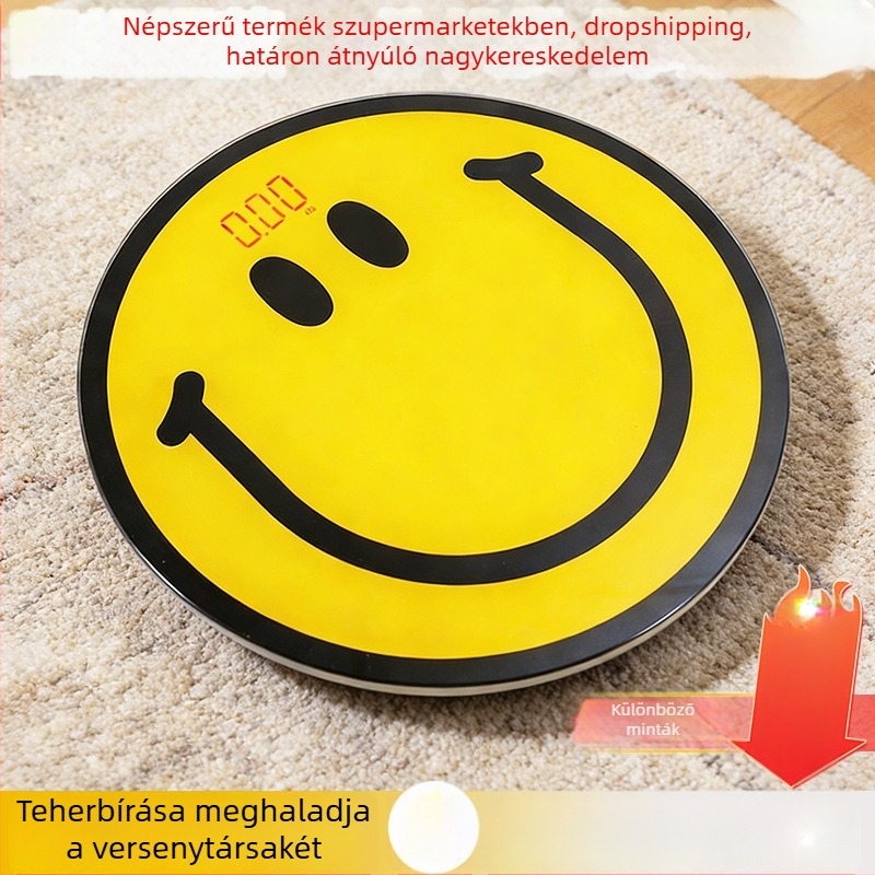 Magas pontosságú digitális testtömeg-mérleg mosolygós kijelzővel, háztartási elektronikus mérleg diákszállások számára