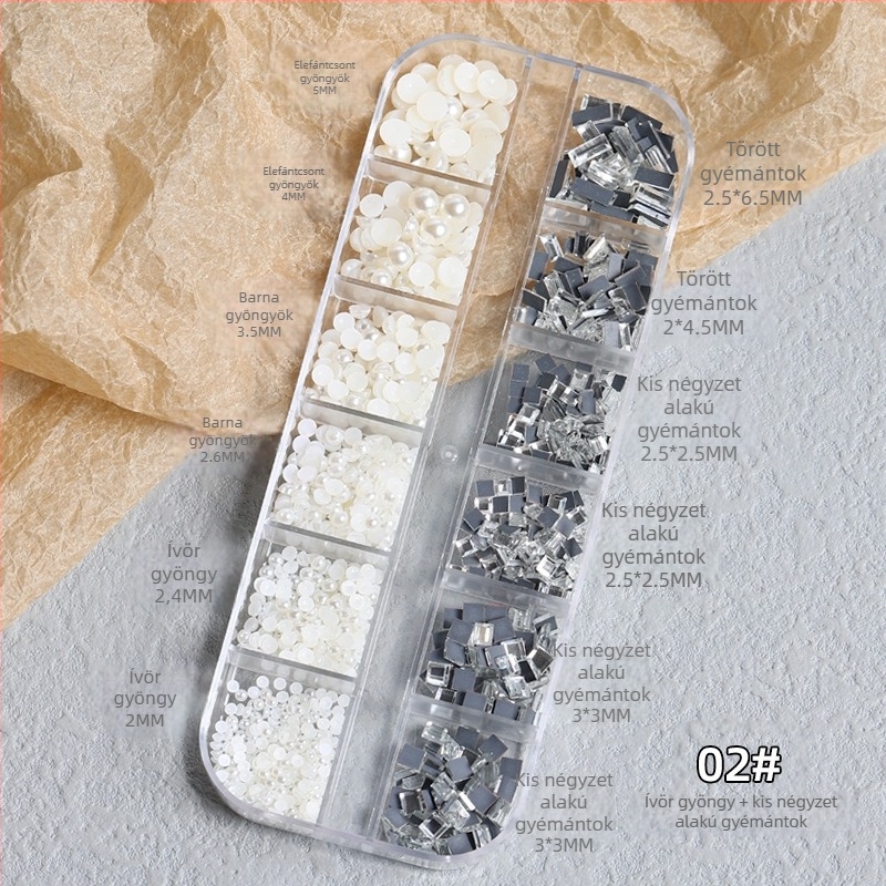 Manikűr rhinestone díszítőkövek – Tide márka, hold és blokk minta, 1 doboz, termékkód Zqsp0196-01