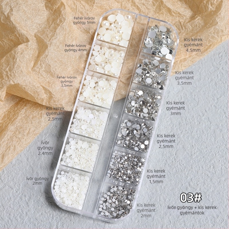 Manikűr rhinestone díszítőkövek – Tide márka, hold és blokk minta, 1 doboz, termékkód Zqsp0196-01