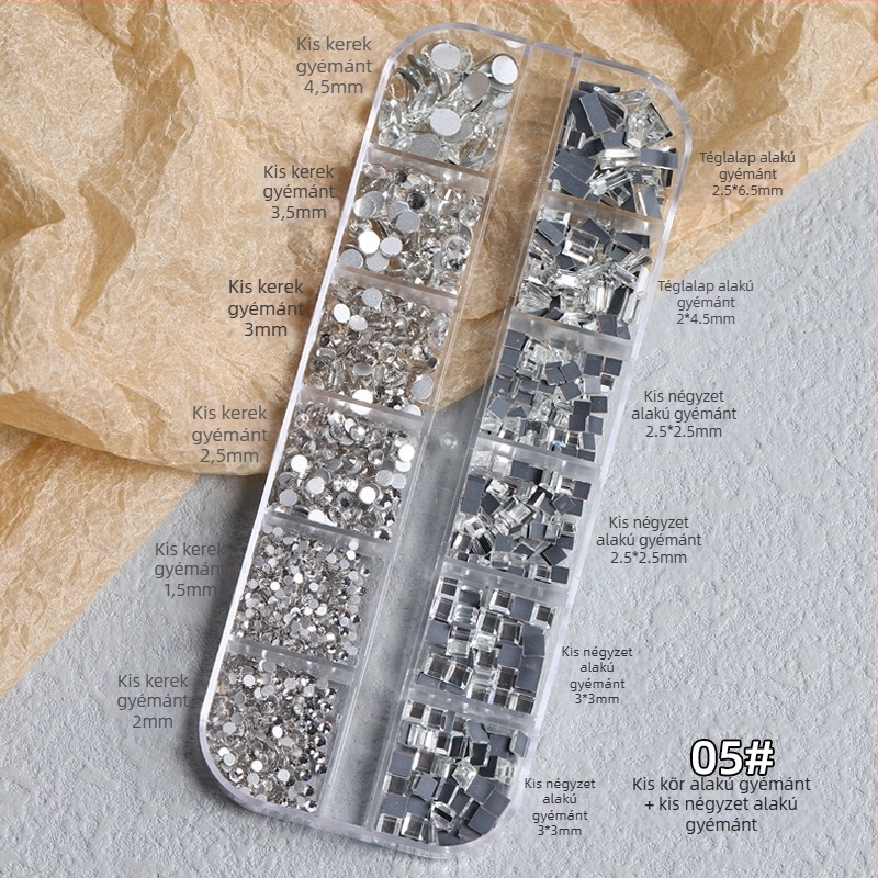 Manikűr rhinestone díszítőkövek – Tide márka, hold és blokk minta, 1 doboz, termékkód Zqsp0196-01