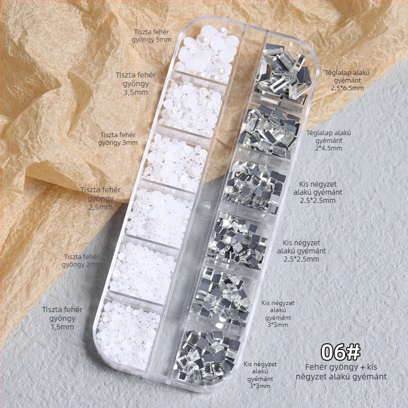 Manikűr rhinestone díszítőkövek – Tide márka, hold és blokk minta, 1 doboz, termékkód Zqsp0196-01