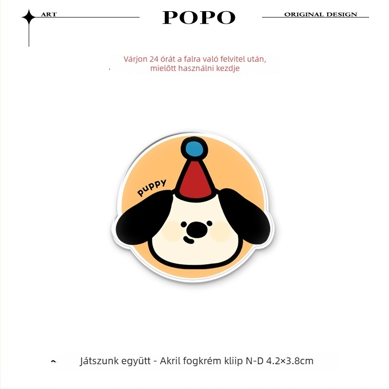 Happy Little Pig fogkrém tartó, falra szerelhető, fúrás nélküli kivitel, fogkrémklip és fürdőszobai tároló polc