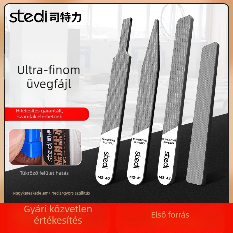 Stelite MS sorozat tükrös üvegfájl készlet Gundam modellekhez – duza polírozó eszközök és tisztító készlet