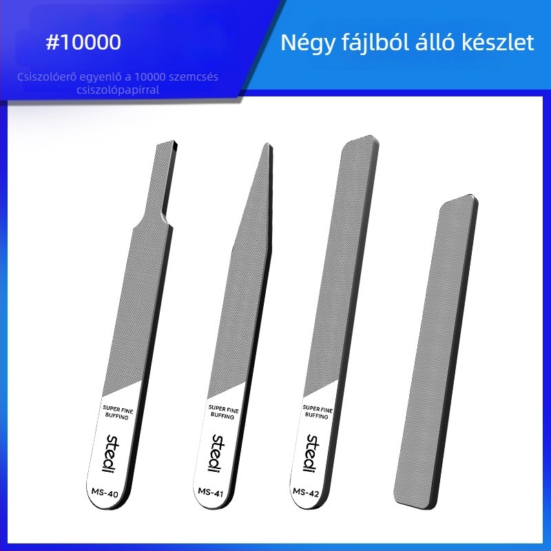 Stelite MS sorozat tükrös üvegfájl készlet Gundam modellekhez – duza polírozó eszközök és tisztító készlet