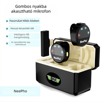 NP-58 Lavalier mikrofon; beépített akkumulátor; frekvencia-válasz 20 Hz–20 kHz; jel-zaj arány ≥95 dB; akkumulátor üzemidő 8–12 óra