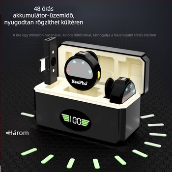 NP-58 Lavalier mikrofon; beépített akkumulátor; frekvencia-válasz 20 Hz–20 kHz; jel-zaj arány ≥95 dB; akkumulátor üzemidő 8–12 óra