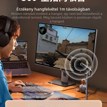 Cm379 USB asztali mikrofon élő közvetítéshez és játékokhoz, omnidirekcionális vétel, dinamikus elem, SNR ≥70 dB
