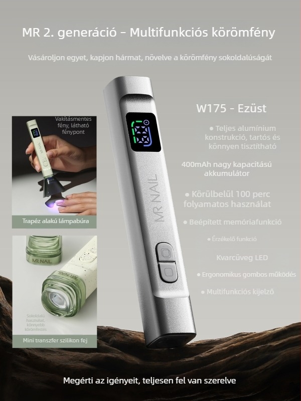 Rúd alakú LED körömlámpa, kézi használat, gyors száradás, automata érzékelő, beépített fényvédő sapka, mini hordozható gél körömlámpa