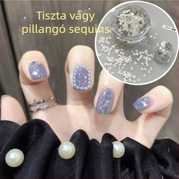 Lézeres pillangó szegecsekkel díszített körömdíszítő matrica, minták: pillangó és csillag, Princess sorozat