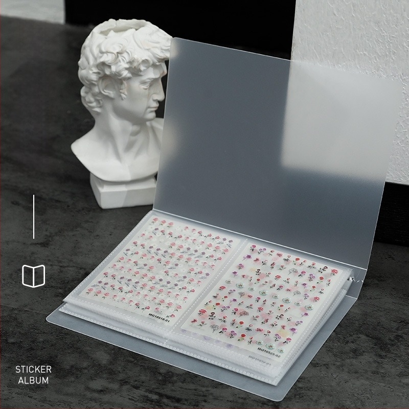 Körömmatrica tároló album – Japán stílusú, átlátszó, porvédett, köröm díszítő matricákhoz, megjelenítés és rendezés, 33 g, köröm művészeti kijelző tábla, alapcsomagolás
