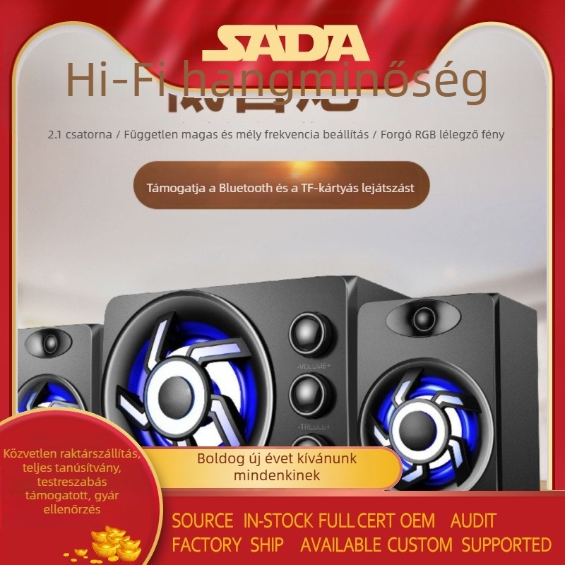 2.1-kanalas számítógépes hangfal, 3W kimenet, 3,5 mm bemenet, Bluetooth 2.1, fa burkolat