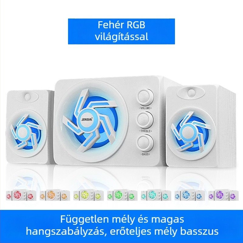 2.1-kanalas számítógépes hangfal, 3W kimenet, 3,5 mm bemenet, Bluetooth 2.1, fa burkolat