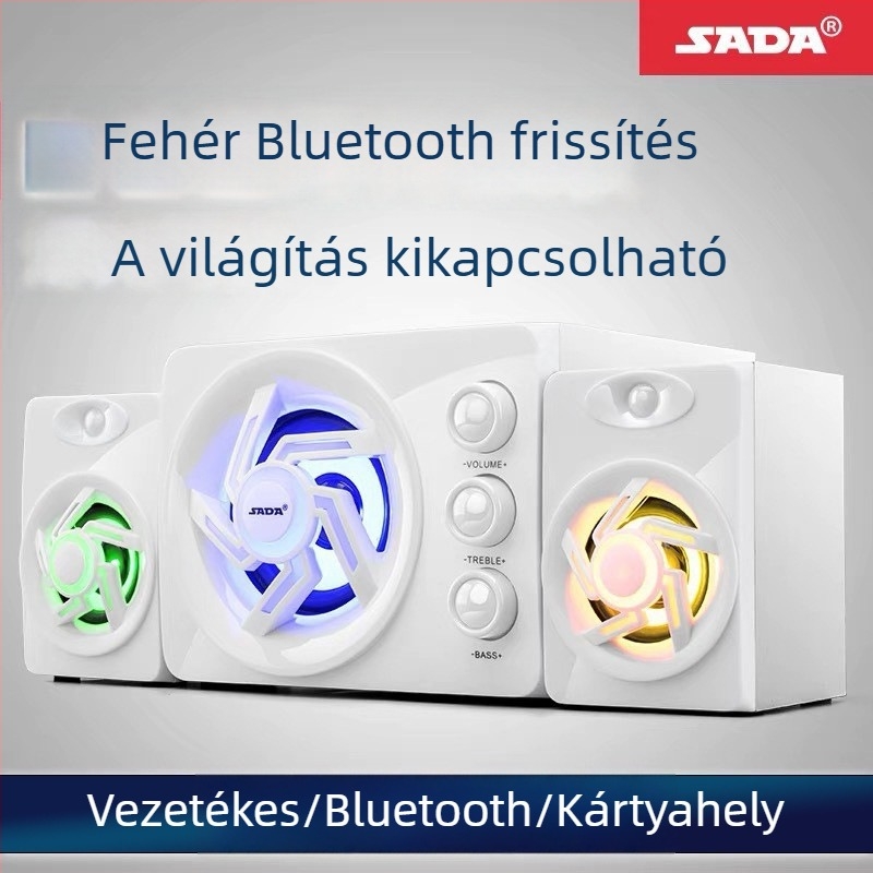 2.1-kanalas számítógépes hangfal, 3W kimenet, 3,5 mm bemenet, Bluetooth 2.1, fa burkolat