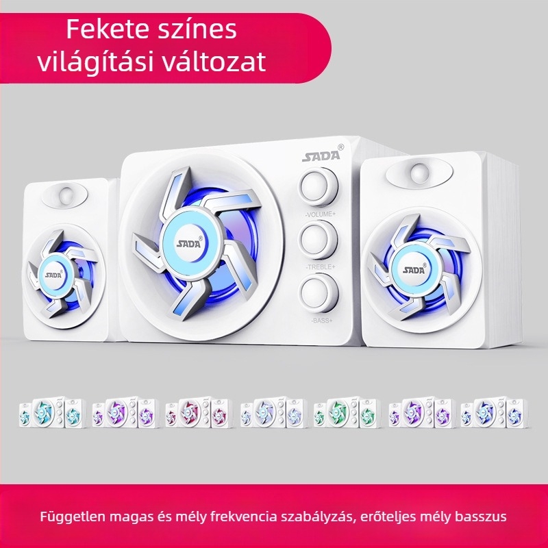 2.1-kanalas számítógépes hangfal, 3W kimenet, 3,5 mm bemenet, Bluetooth 2.1, fa burkolat