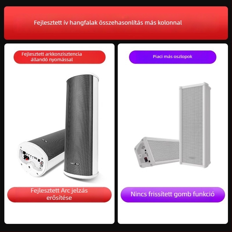Aktív kültéri oszlopos hangfal (Bluetooth, 2 hangszóró, 3D surround, MP3 lejátszás, TF-kártya/USB)