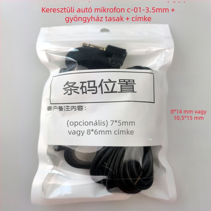 Autóba szerelt vezetékes mikrofon Bluetooth 5.1, omnidirekcionális, 20 Hz-20 kHz, 3-12 V