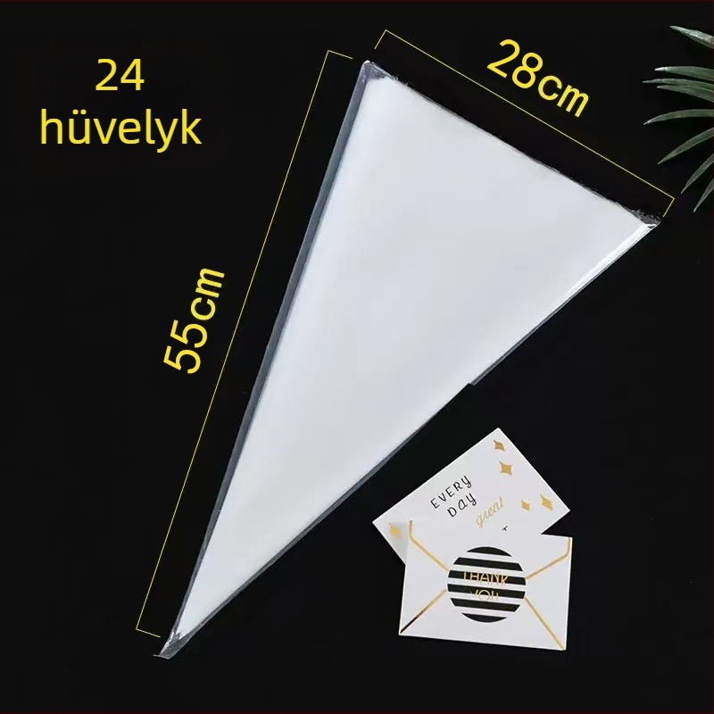 Egyszer használatos díszítő zsákok, magas nyomású, extrán nagy vastagságú, háromszög alakú, 50 darabos csomag