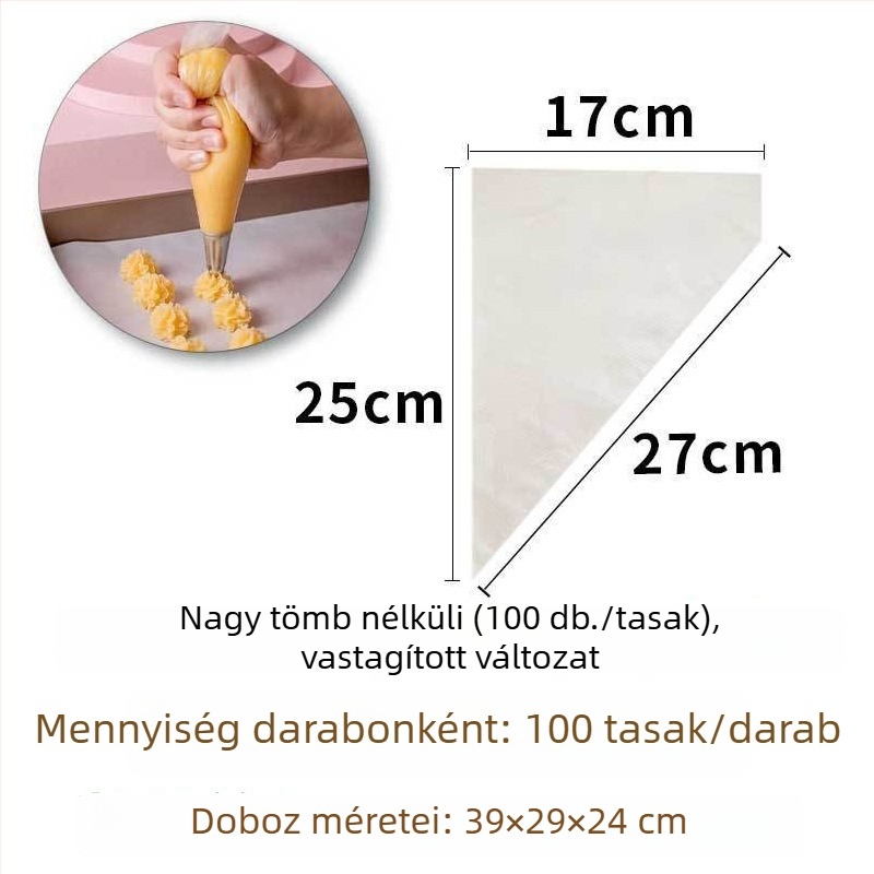 Díszítő tasak tortákhoz és krémekhez, PE anyagú, újrahasználható, csomag 100 db, modern minimalista stílus