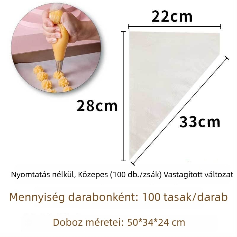 Díszítő tasak tortákhoz és krémekhez, PE anyagú, újrahasználható, csomag 100 db, modern minimalista stílus