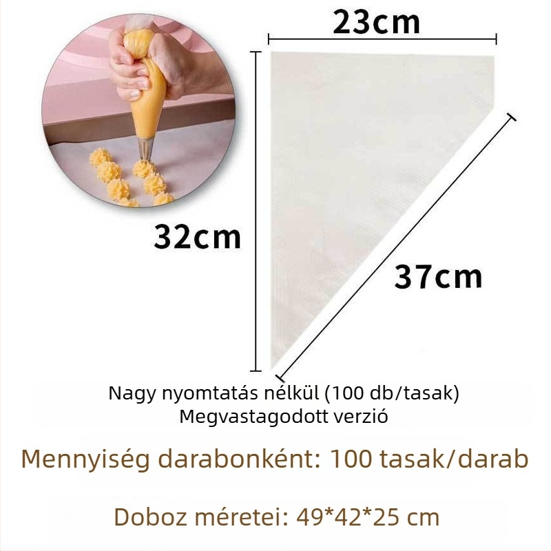 Díszítő tasak tortákhoz és krémekhez, PE anyagú, újrahasználható, csomag 100 db, modern minimalista stílus