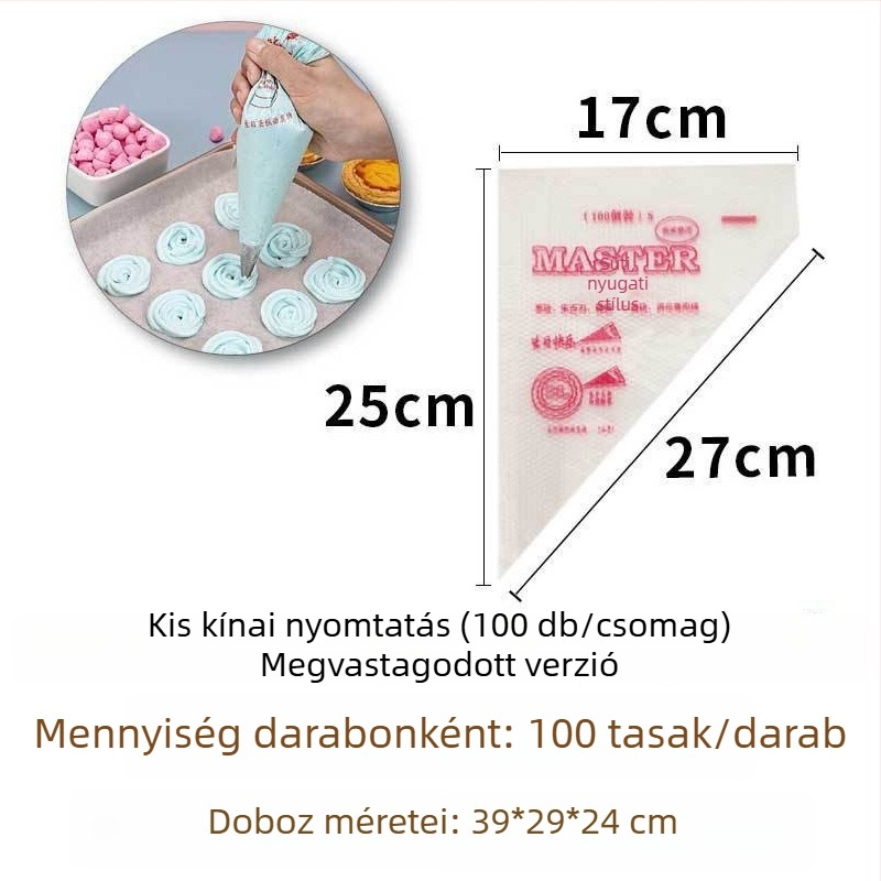Díszítő tasak tortákhoz és krémekhez, PE anyagú, újrahasználható, csomag 100 db, modern minimalista stílus