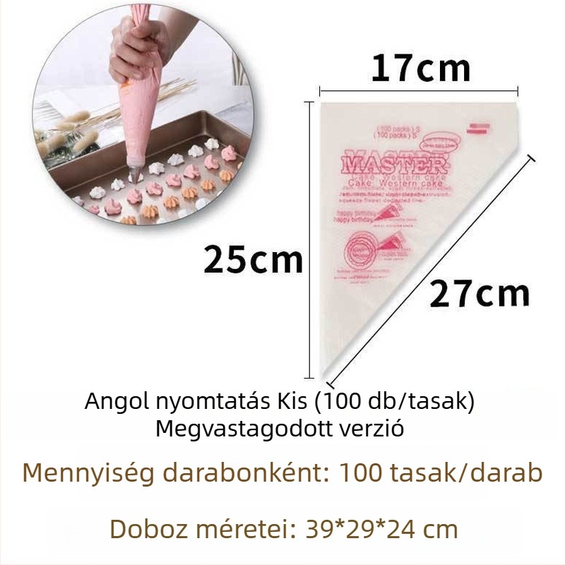 Díszítő tasak tortákhoz és krémekhez, PE anyagú, újrahasználható, csomag 100 db, modern minimalista stílus