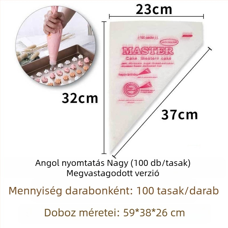 Díszítő tasak tortákhoz és krémekhez, PE anyagú, újrahasználható, csomag 100 db, modern minimalista stílus