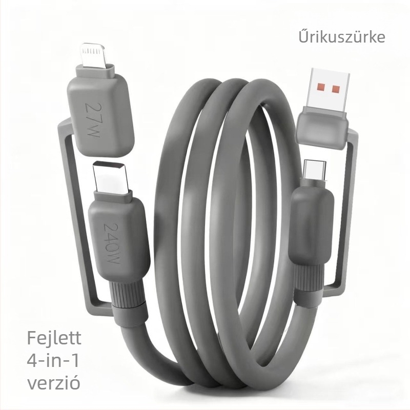 4 az 1-ben gyors töltésű adatkábel: Lightning, USB 3.0 és Type-C – 120W, QC-kompatibilis