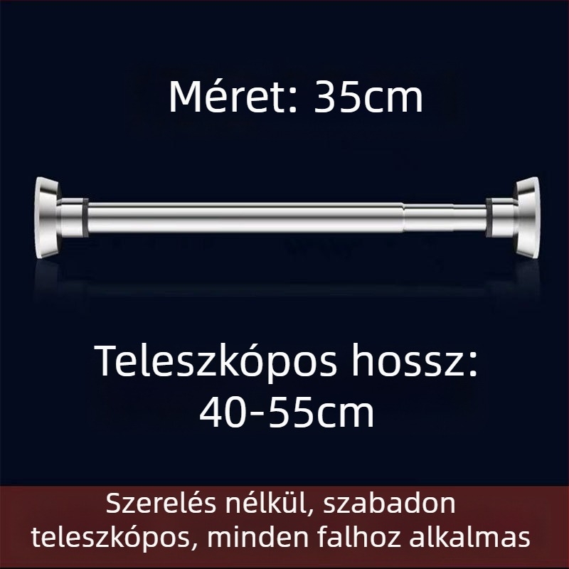 Rozsdamentes acél összecsukható ruhaszárító rúd — fúrás nélküli szerelés, erkélyre és fürdőszobába, alkalmas függönyrúdnak