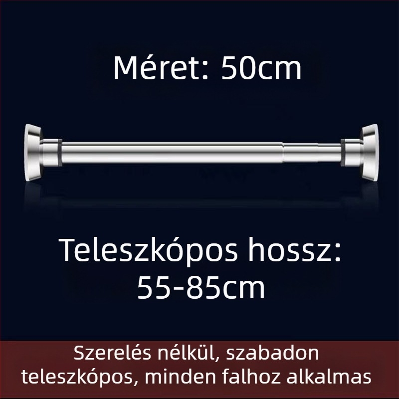 Rozsdamentes acél összecsukható ruhaszárító rúd — fúrás nélküli szerelés, erkélyre és fürdőszobába, alkalmas függönyrúdnak