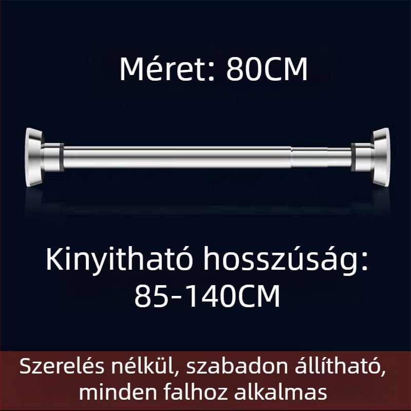 Rozsdamentes acél összecsukható ruhaszárító rúd — fúrás nélküli szerelés, erkélyre és fürdőszobába, alkalmas függönyrúdnak