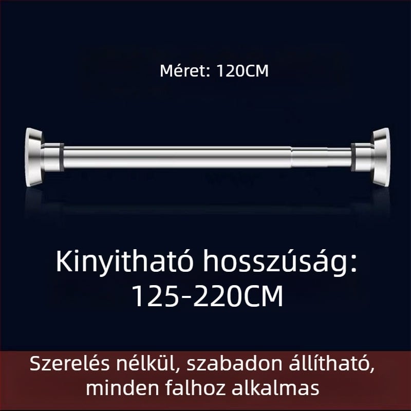 Rozsdamentes acél összecsukható ruhaszárító rúd — fúrás nélküli szerelés, erkélyre és fürdőszobába, alkalmas függönyrúdnak