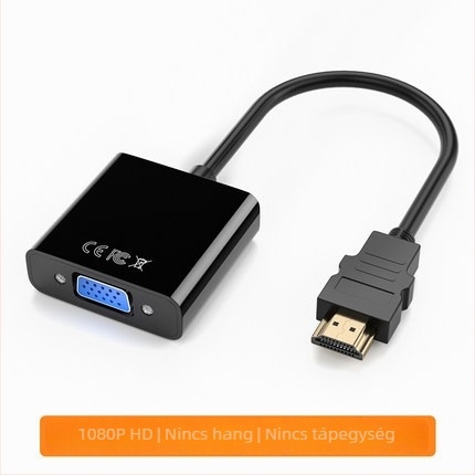 HDMI–ról VGA-ra átalakító hanggal és tápláló adapterkábellel, notebookokhoz és projektorokhoz