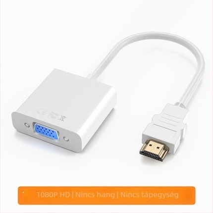 HDMI–ról VGA-ra átalakító hanggal és tápláló adapterkábellel, notebookokhoz és projektorokhoz