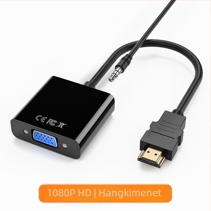 HDMI–ról VGA-ra átalakító hanggal és tápláló adapterkábellel, notebookokhoz és projektorokhoz