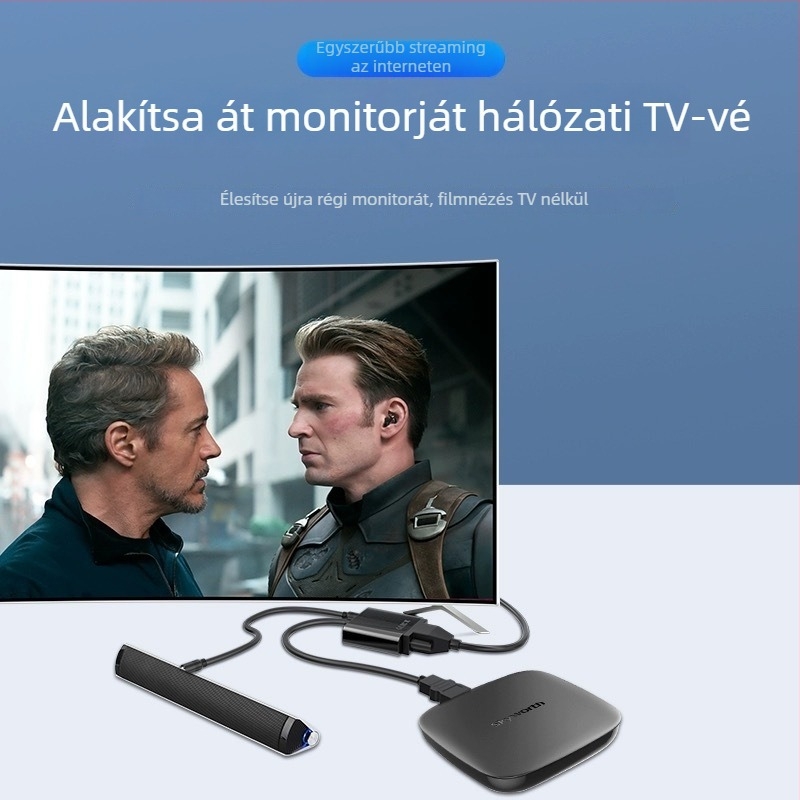 HDMI–ról VGA-ra átalakító hanggal és tápláló adapterkábellel, notebookokhoz és projektorokhoz