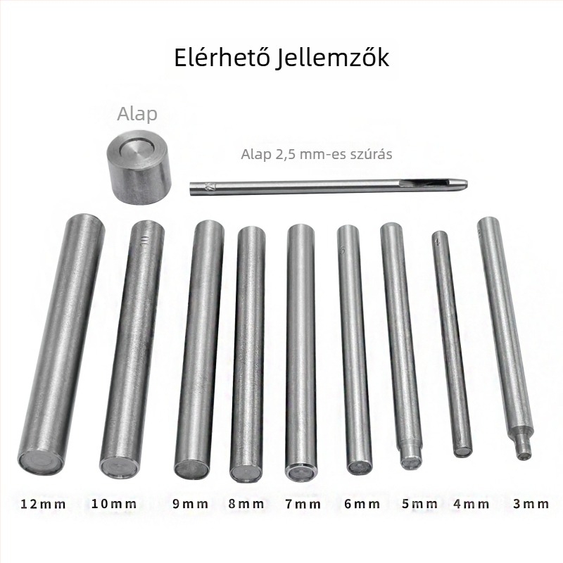 Kétoldalas szegecs-ütő eszköz, 3-darabos DIY készlet táskákhoz, cipőkhöz és kalapokhoz — vas, elektroplating, kör alakú mintázat, személyre szabható képekkel és mintákkal