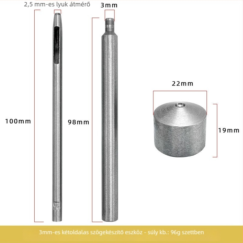 Kétoldalas szegecs-ütő eszköz, 3-darabos DIY készlet táskákhoz, cipőkhöz és kalapokhoz — vas, elektroplating, kör alakú mintázat, személyre szabható képekkel és mintákkal
