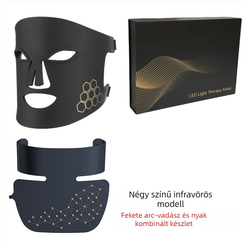 Photon LED arc- és nyakberendezés — szilikon arcmaszk, 1200–2000 mAh akkumulátor, IPX4 vízálló, színes fény fototerápia